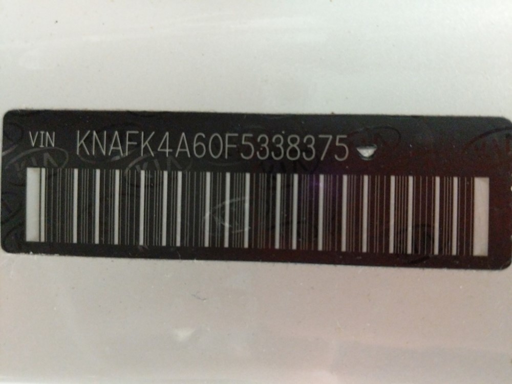 2015 Kia Forte - VIN Plate