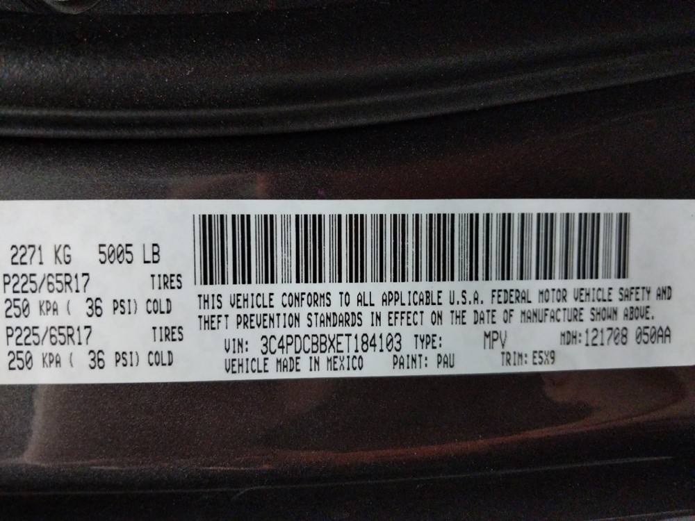 2014 Dodge Journey - VIN Plate