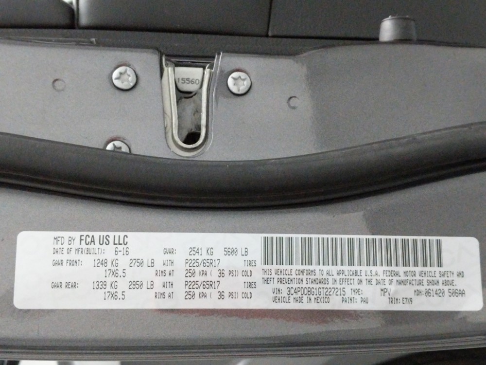 2016 Dodge Journey - VIN Plate