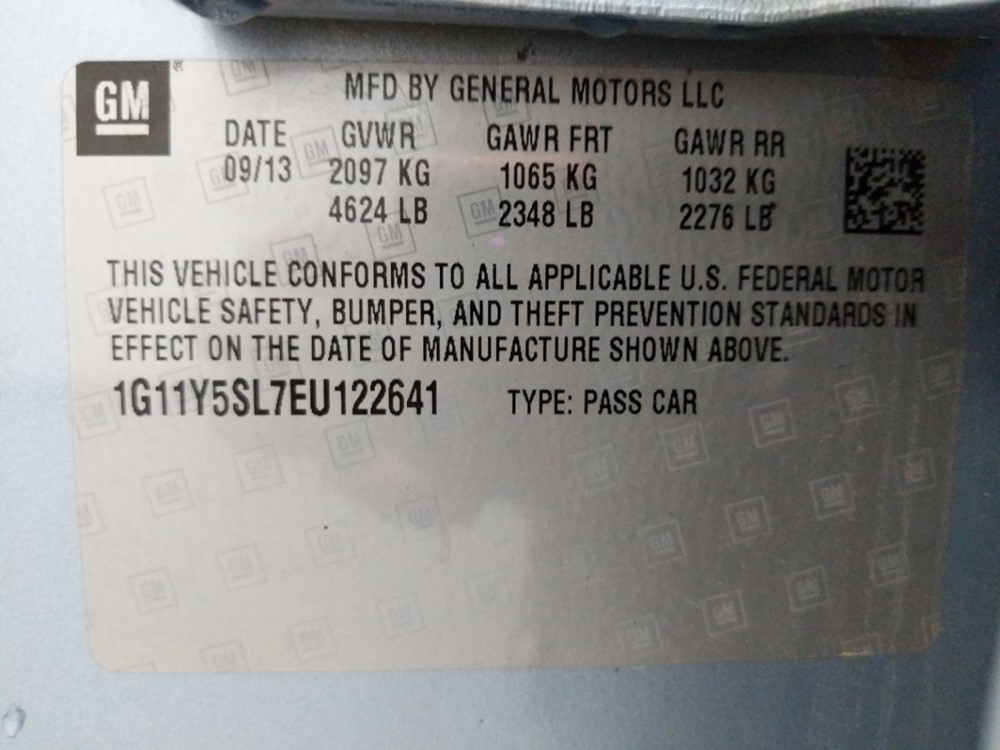 2014 Chevrolet Impala - VIN Plate