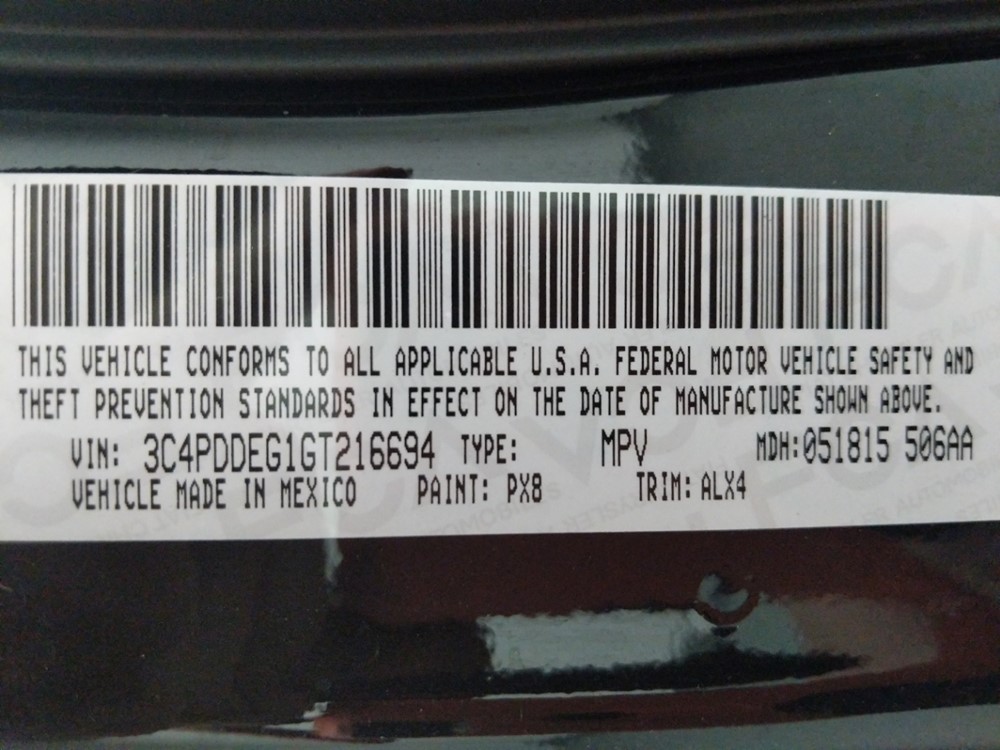 2016 Dodge Journey - VIN Plate