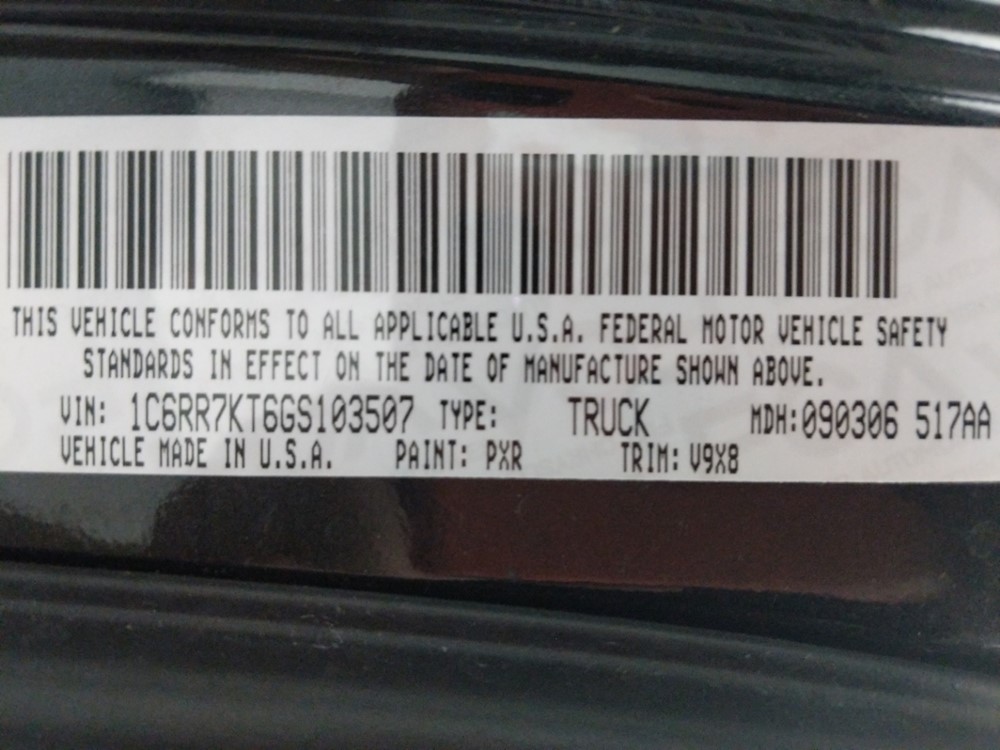 2016 Dodge Ram 1500 - VIN Plate