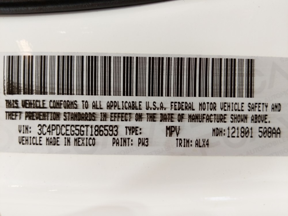 2016 Dodge Journey - VIN Plate