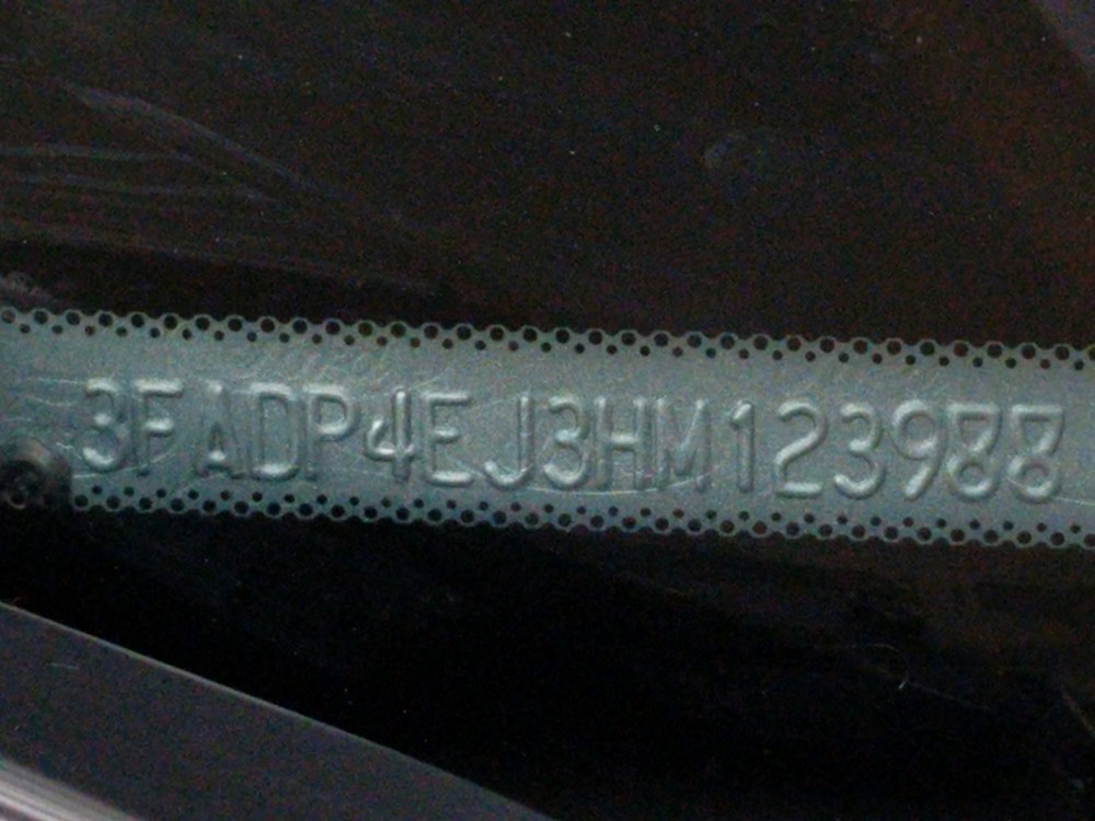 2017 Ford Fiesta - VIN Plate