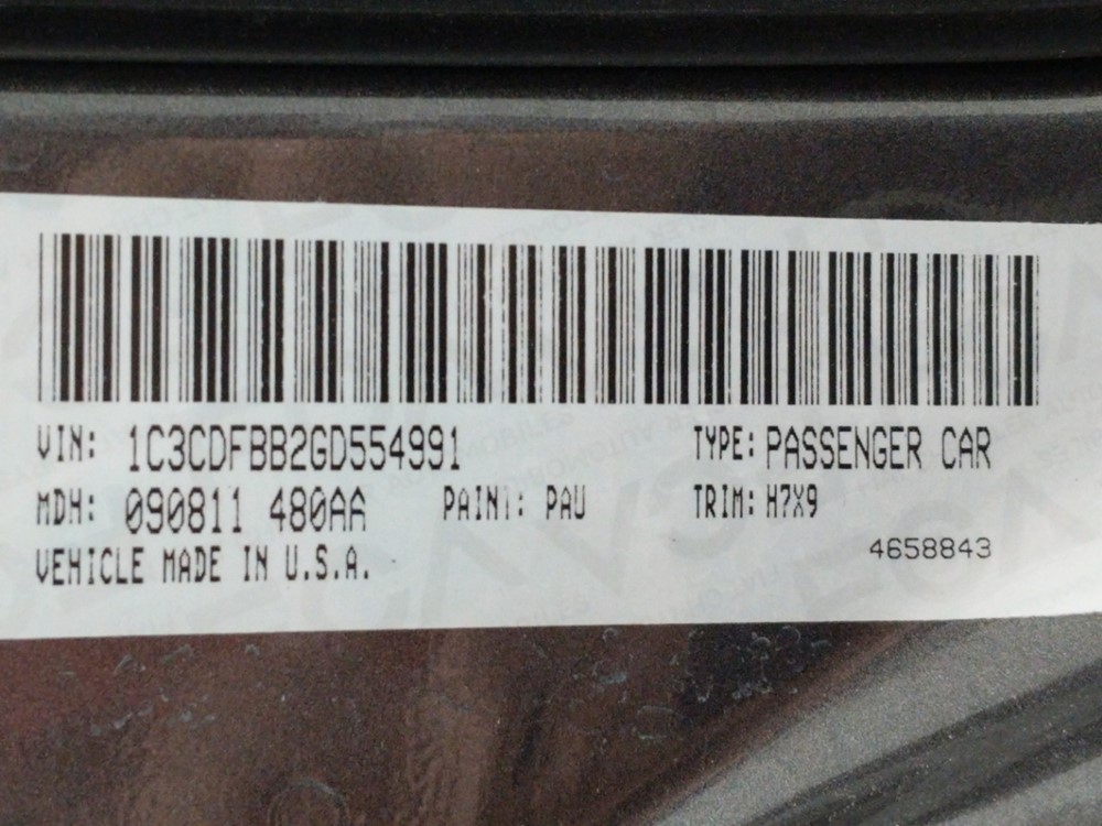 2016 Dodge Dart - VIN Plate